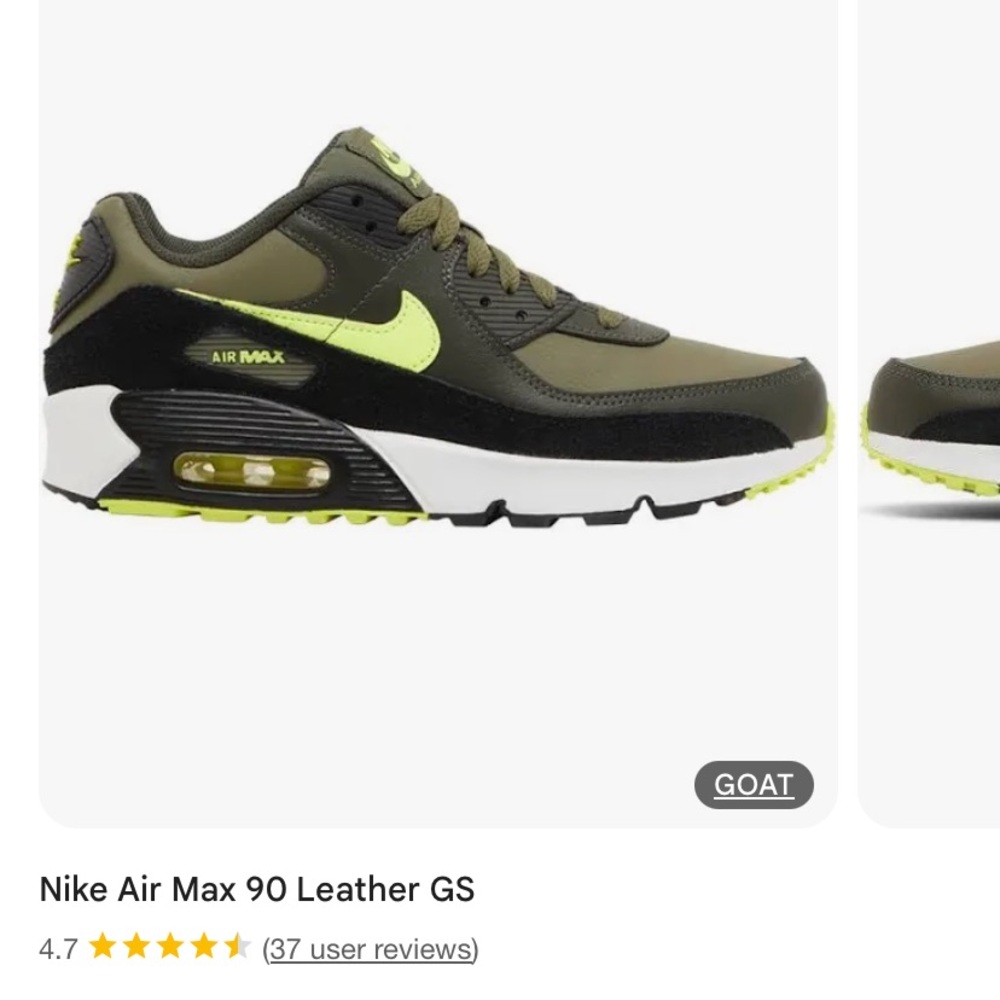 Nike Air Max 90 Leather GS - Black and Green - Picture 8 of 11